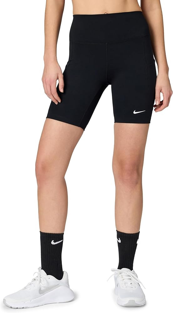 Nike Women's One High-Waisted 8" Bike Shorts with Pockets, Black/White, Large at Amazon Women\u20... | Amazon (US)