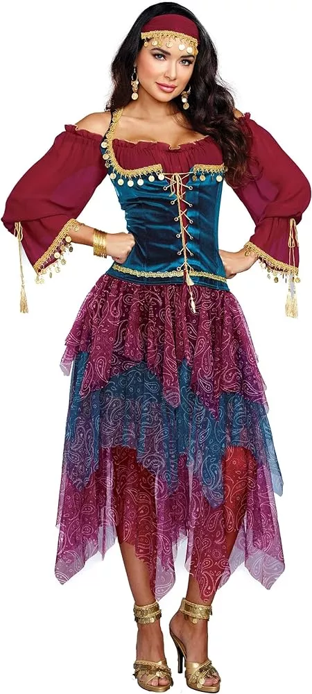 Eurzom Gypsy Costume Women Gypsy Belly Dance Accessories Gypsy Head Scarf  with Coins Gypsy Hip Scarf Bracelet Set