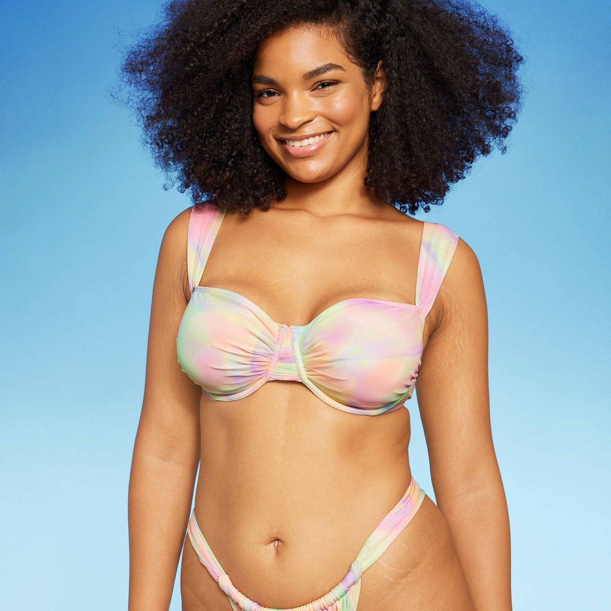Women's Mesh Overlay Underwire Bikini Top - Wild Fable™ Multi Swirl Print XXS | Target