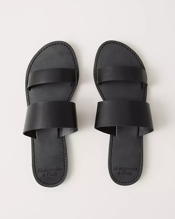 Double Strap Faux Leather Sandals | Abercrombie & Fitch US & UK