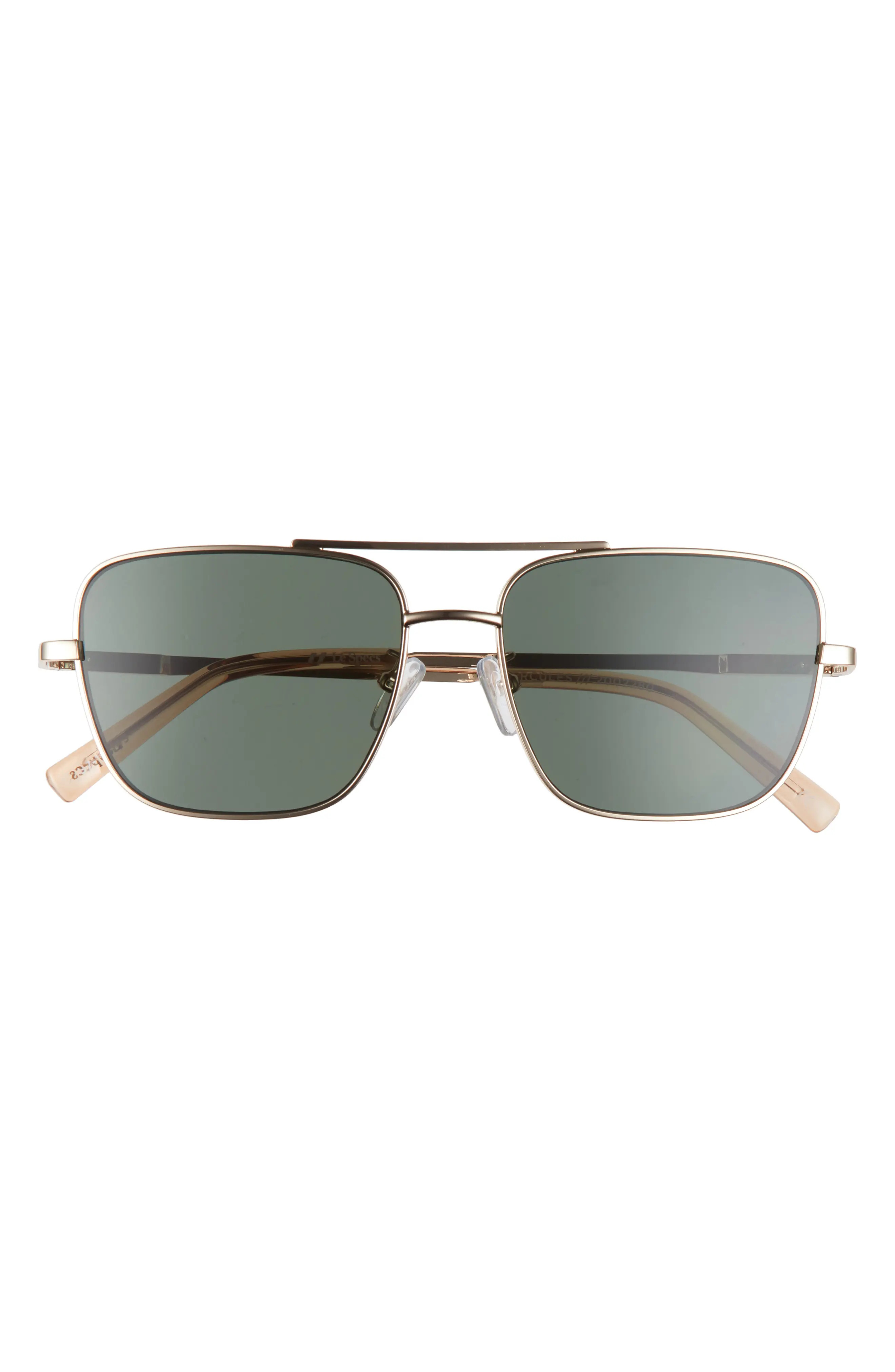 Le Specs Hercules 56mm Aviator Sunglasses - Gold/ Stone/ Green | Nordstrom