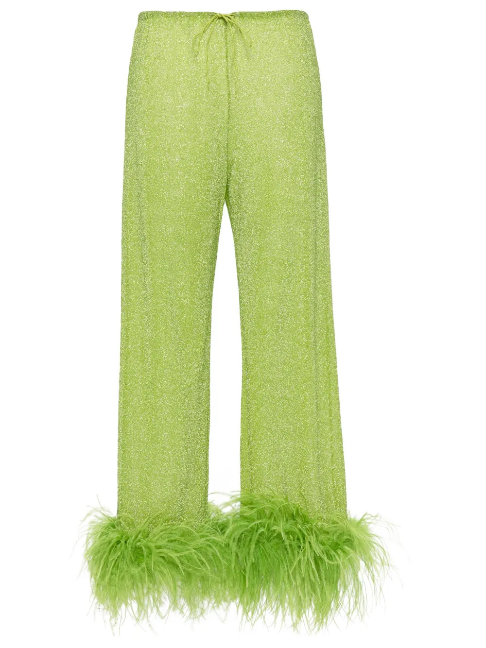 Oséree Lumiere feather-trim Trousers - Farfetch | Farfetch Global