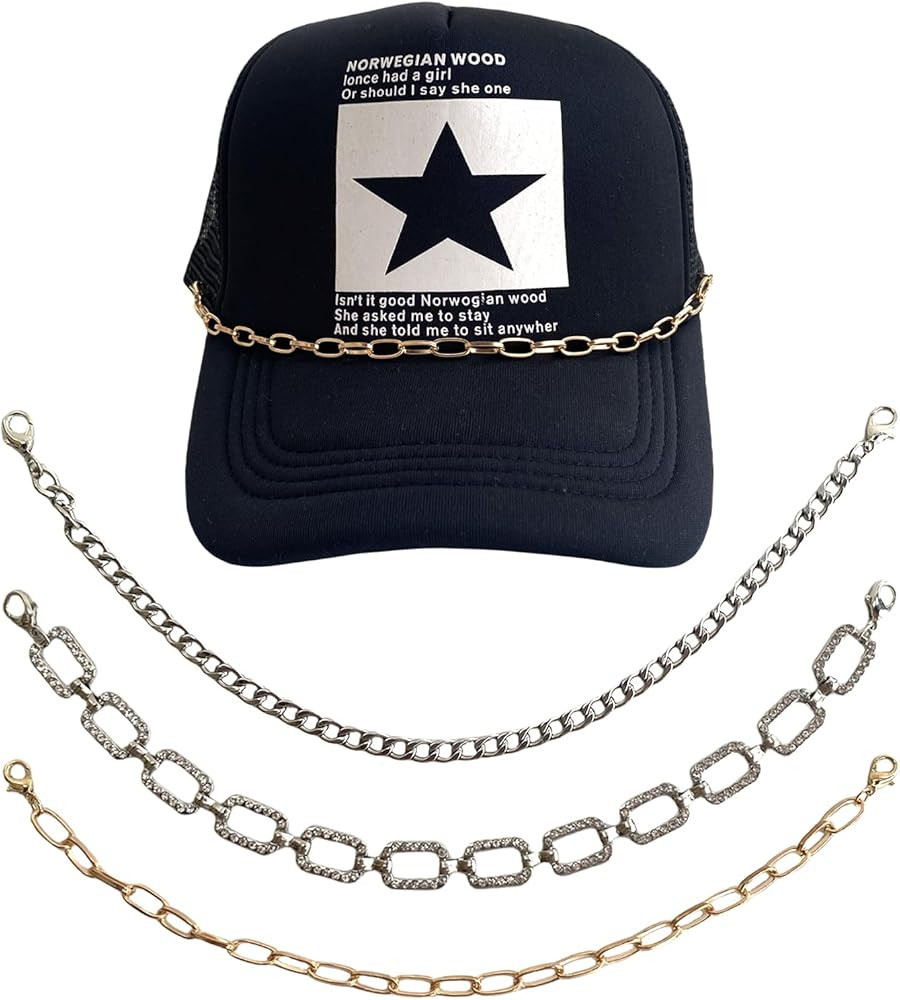 3PCS Trucket Hat Chains Metal Chains for Hat Bill Decoration Trucket Hat Charms DIY Mesh Baseball... | Amazon (US)