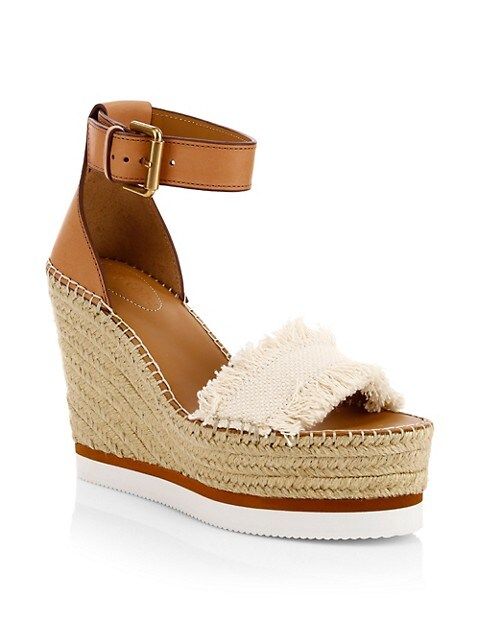 Glyn Leather & Canvas Platform Espadrille Wedge Sandals | Saks Fifth Avenue