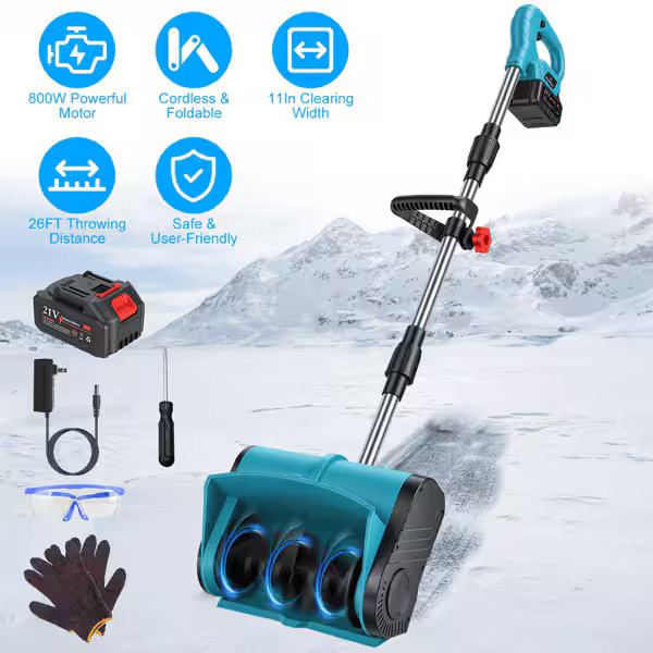 Mirfee - Cordless Electric Snow Shovel - 800W Power, 7.17lb Lightweight & Foldable, with Safety Lock for Deck | Best Buy U.S.