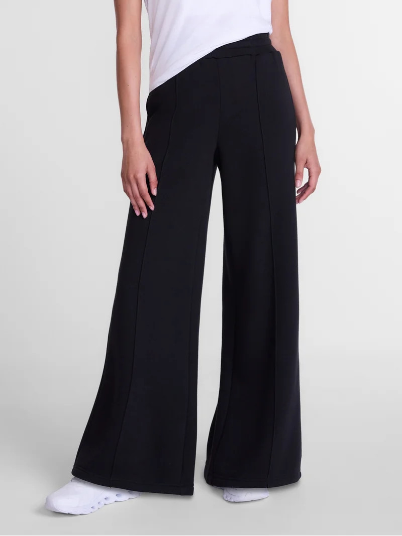 Athletic Works Women's and Women's Plus Pintuck Wide Leg Fleece Pants, 30" Inseam, Sizes XS-4X | Walmart (US)