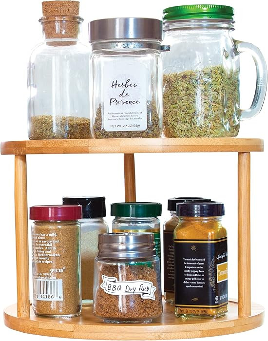TB Home Two-Tier Bamboo Wood Lazy Susan Organizer Kitchen Turntable for Cabinet, Table or Pantry ... | Amazon (US)