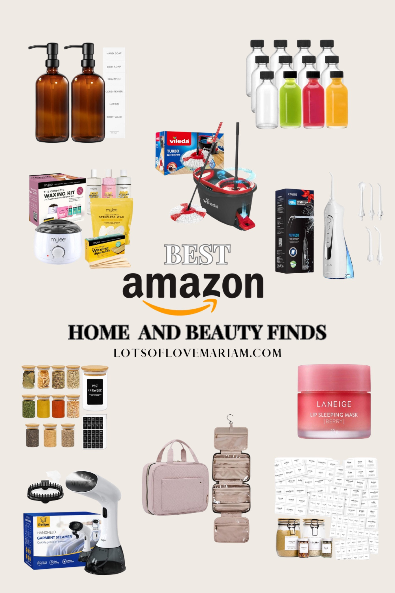 Some of the best Amazon home finds & Amazon beauty finds that I love and highly recommend !! 

Soap dispensers, pantry labels, glass spice jars, travel toiletry bag, travel steamer, water floss, waxing machine, turbo mop, ginger shot bottles, lip mask

#LTKbeauty #LTKtravel #LTKhome