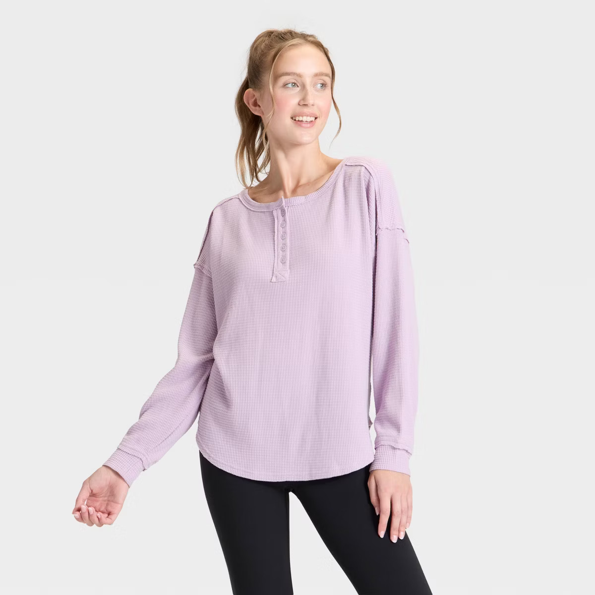 Women's Waffle Henley Long Sleeve Top - JoyLab™ | Target