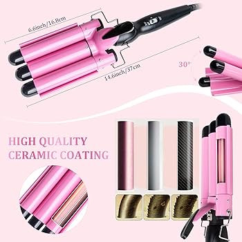 3 Barrel Curling Iron-Dual Voltage Hair Crimper,1 Inch Ceramic Tourmaline with Temperature Adjust... | Amazon (US)