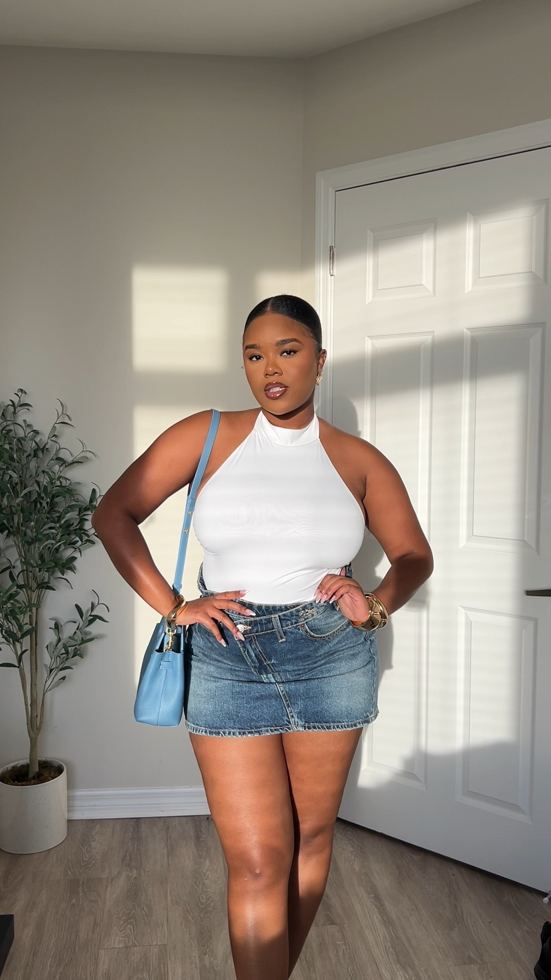 Summer outfit inspiration with denim skirt 

#LTKstyletip #LTKVideo #LTKmidsize