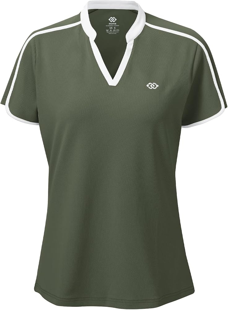 MoFiz Womens Golf Polo Shirts V Neck Athletic Tops Short Sleeve Activewear T-Shirts | Amazon (US)