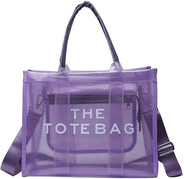 Clear Tote Bag for Women, Plastic Tote Bag Crossbody Beach Bag PVC Travel Bag for Sports Games, T... | Amazon (US)