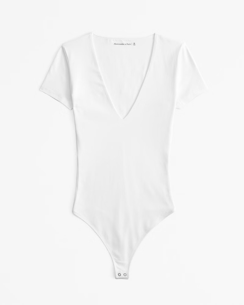 Cotton-Blend Seamless Fabric V-Neck Bodysuit | Abercrombie & Fitch (US)