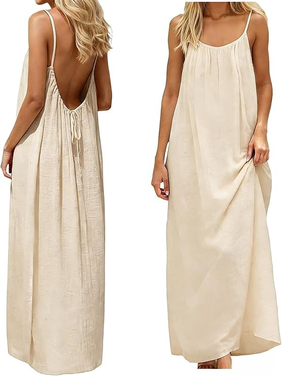 Backless Cami Dress Backless Dress House Dress for Women Sleeveless Long Cami Lounge Dress Backle... | Amazon (US)