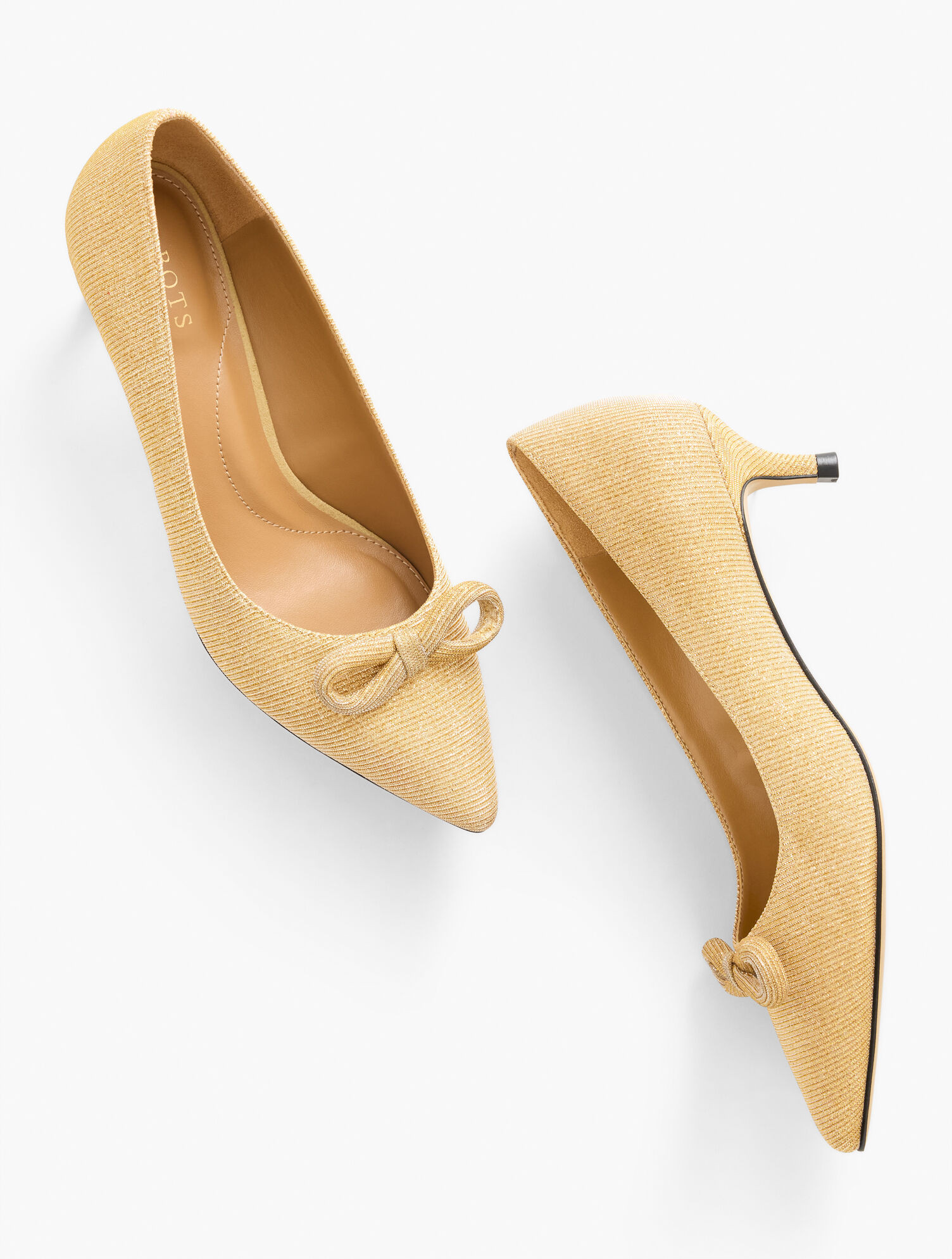 Sylvie Bow Kitten Heel Pumps - Metallic Stripe | Talbots