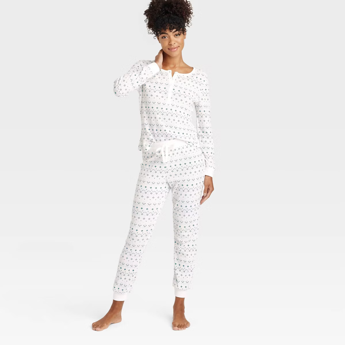 Women's Thermal Long Sleeve Henley Top and Jogger Pants Pajama Set - Auden™ | Target