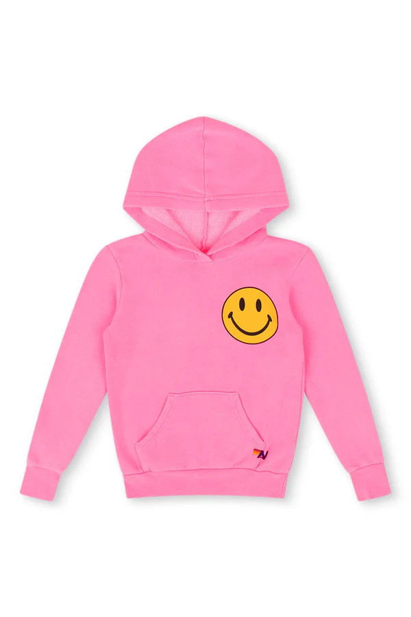 KID'S SMILEY 2 PULLOVER HOODIE - NEON PINK | Aviator Nation