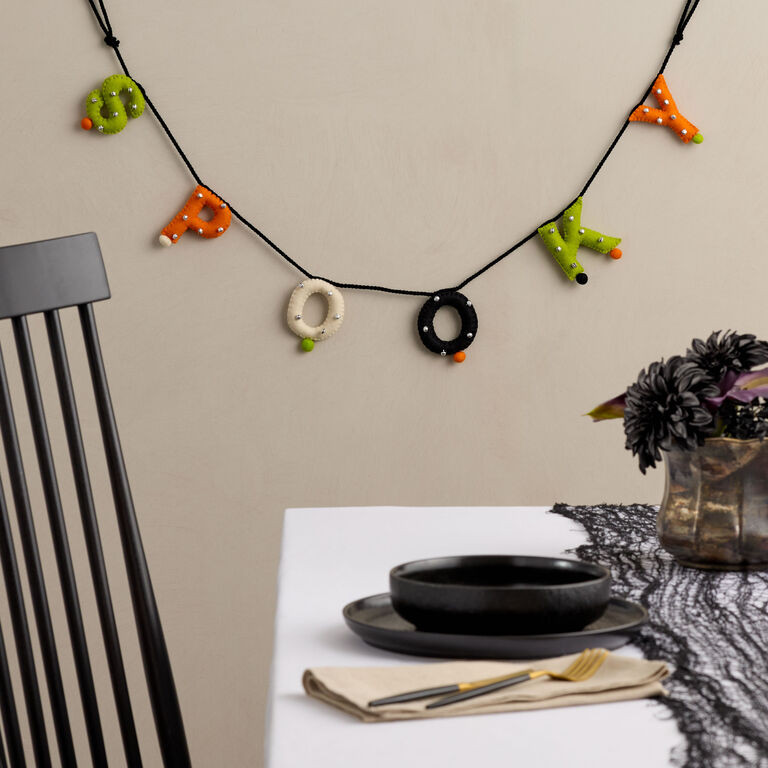 Multicolor Wool Spooky Garland with Bells | World Market