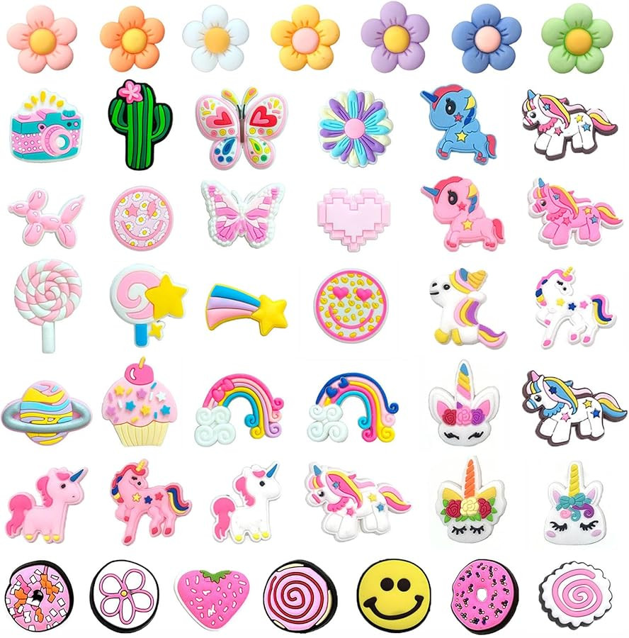YQVIE Cute Pink Flower Unicorn Donut Shoe Charms Set | Amazon (US)
