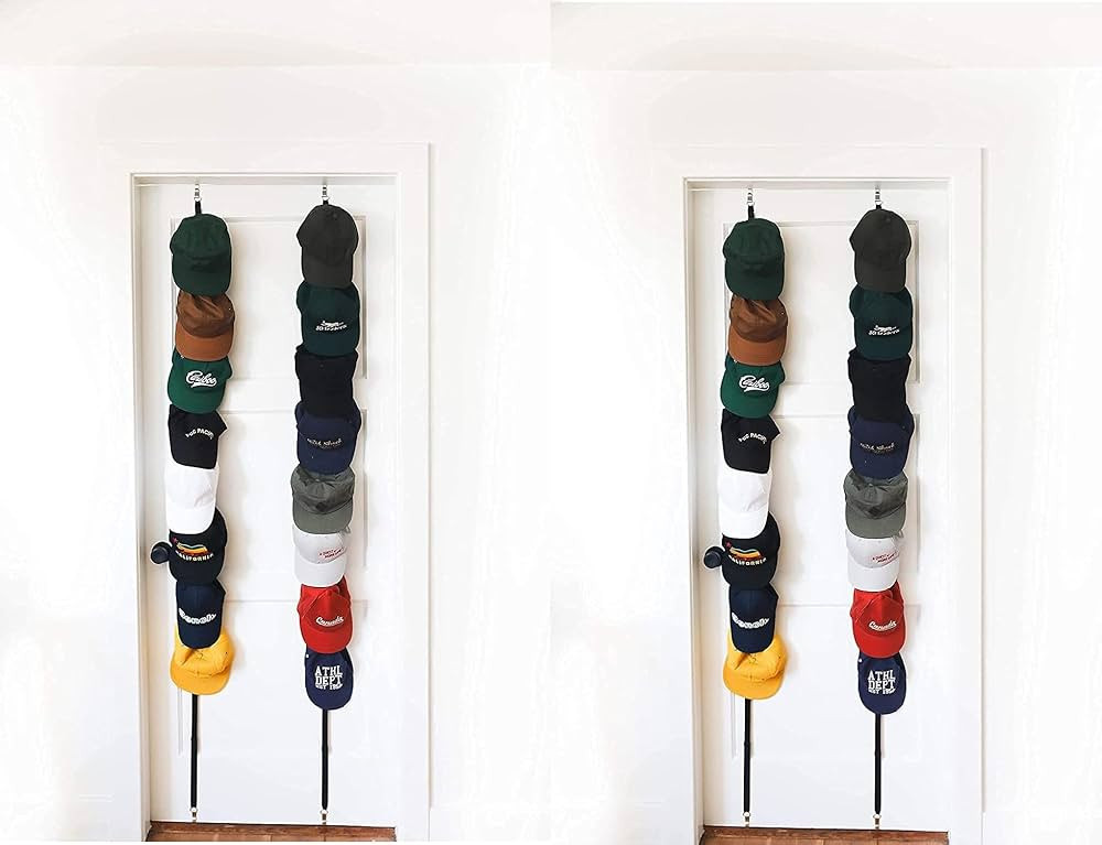 Cap Rack 4 Pack - Holds up to 32 Caps for Baseball or Ball Caps. Best Over The Door Closet Organi... | Amazon (US)
