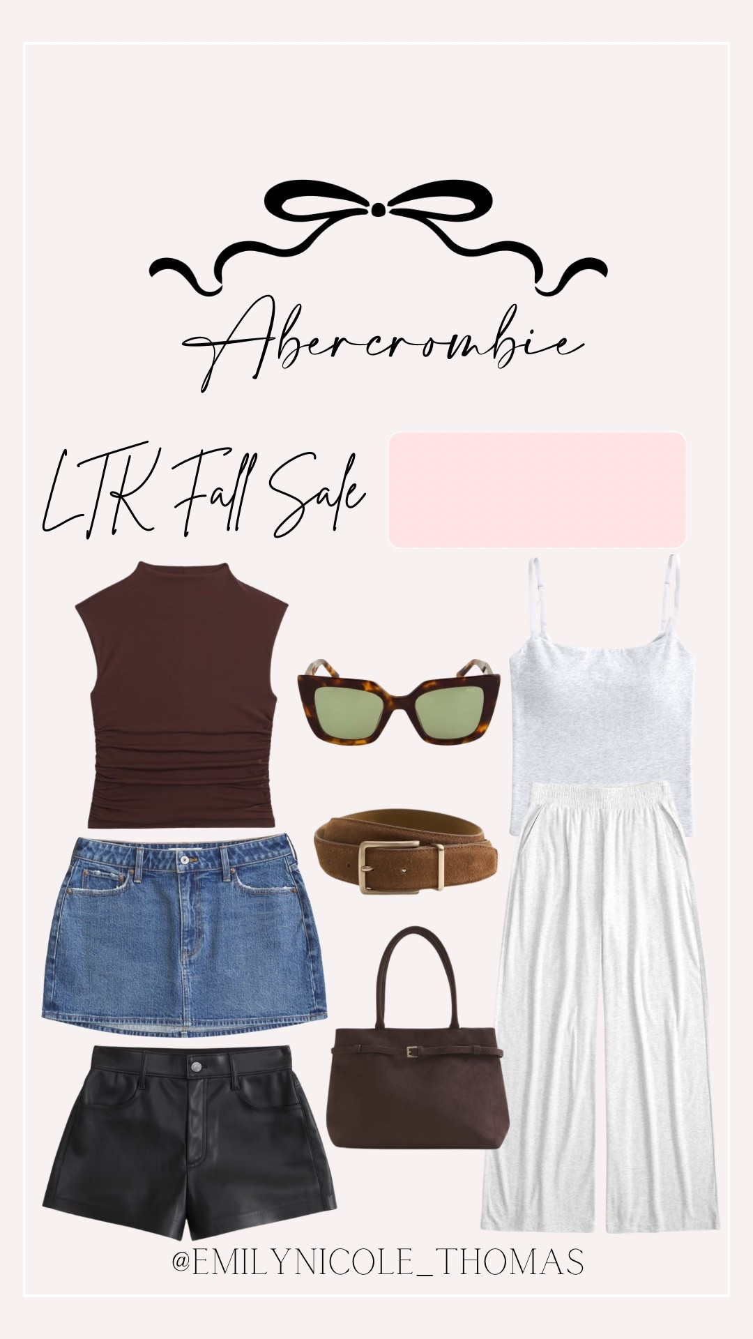 Abercrombie Sale ~ discount code: AFLTK

Abercrombie, jean skirt, denim skirt, leather shorts, cami, tank, pj pants, lounge pants, tortoise sunglasses, suede belt, suede bag, fall handbag, fall purse, fall accessories, fall outfits, fall fashion 

#LTKFindsUnder100 #LTKSeasonal #LTKFallSale