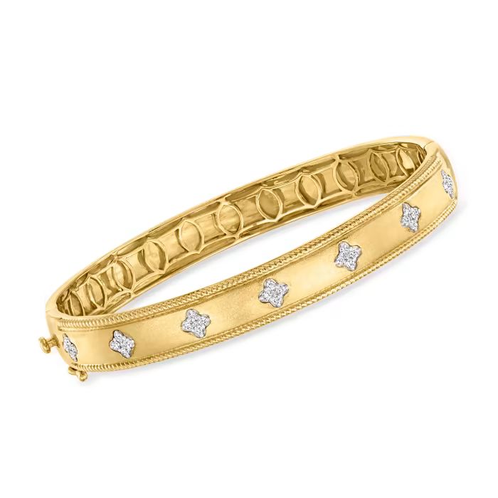 .33 ct. t.w. Diamond Bangle Bracelet in 18kt Gold Over Sterling. 7" | Ross-Simons