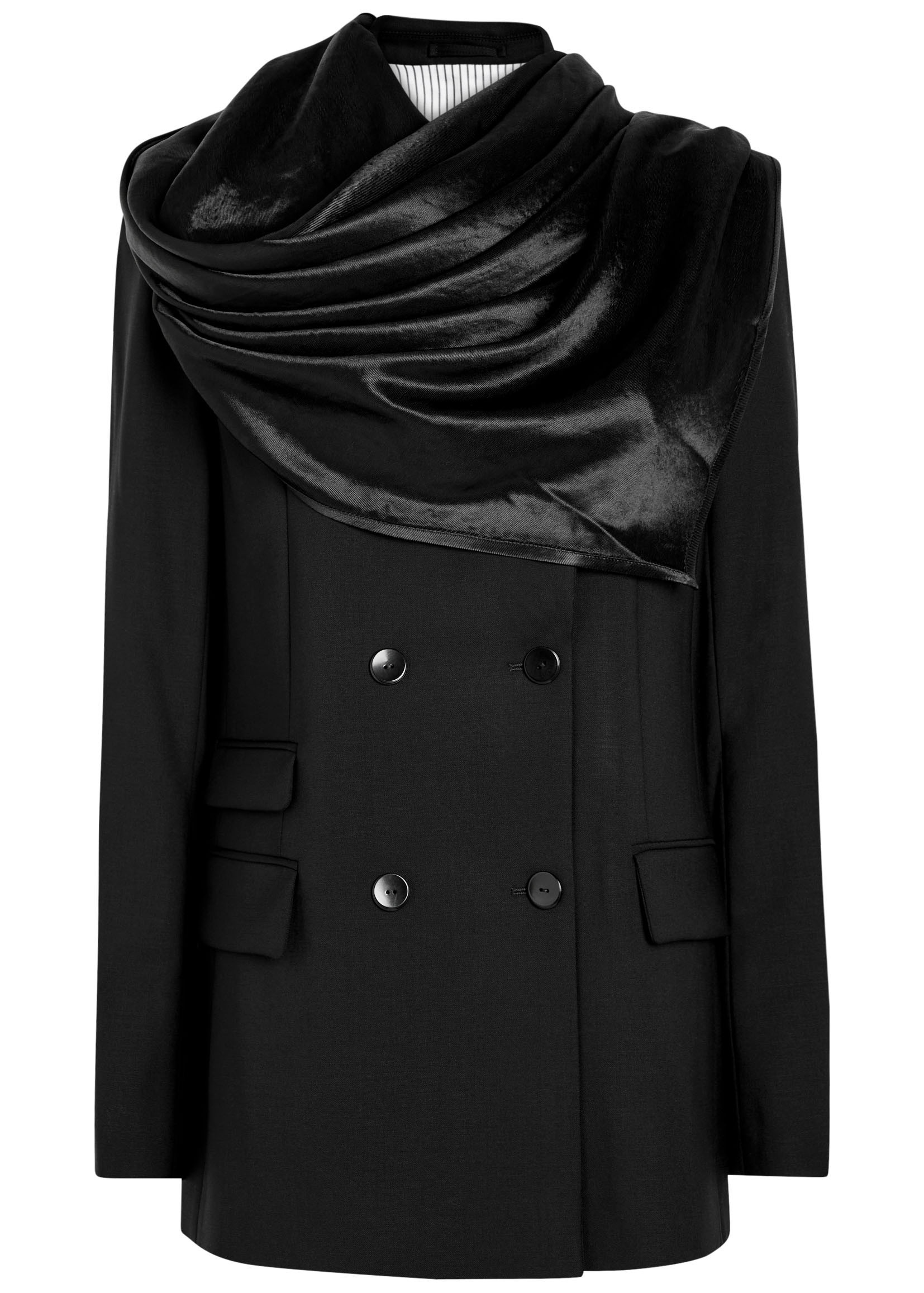 Draped double-breasted wool blazer | Harvey Nichols