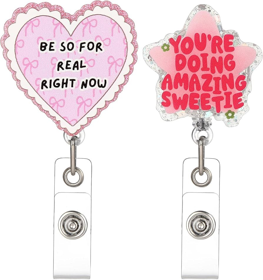 Cute and Funny Nurse Badge Reel 2-Pack with Quotes Such as Be so for Real Right Now and You're Do... | Amazon (US)