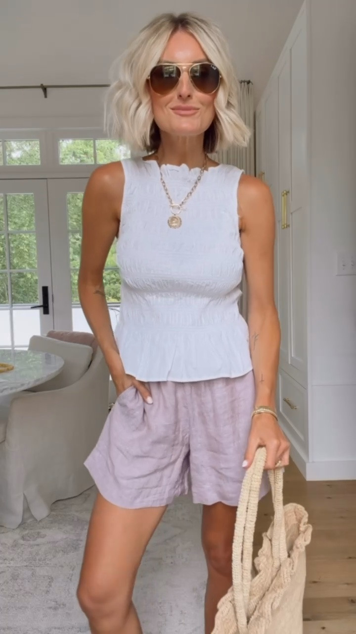 An easy summer outfit that’s comfortable, cute, & affordable! Both this top & these shorts are under $50! 👏🏼 Wearing XS in top & S in shorts! 

Loverly Grey, Walmart, Quince, linen shorts, summer outfit

#LTKSeasonal