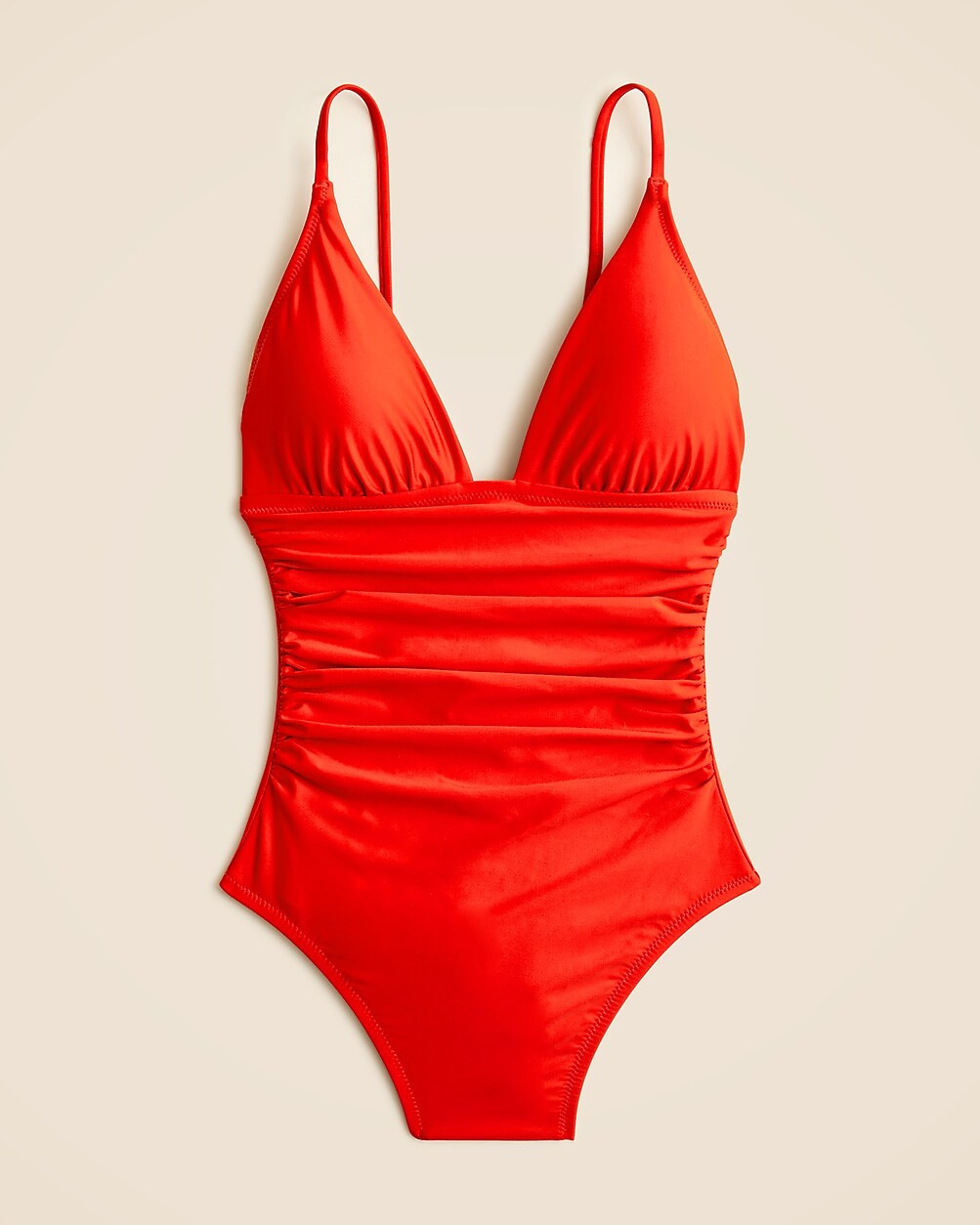 Long-torso ruched plunge one-piece | J. Crew US