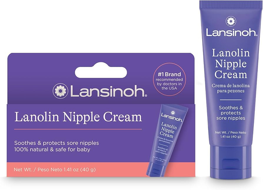 Lansinoh Lanolin Nipple Cream Safe for Breastfeeding Baby, 100% Natural Nipple Butter for Mom, Br... | Amazon (US)