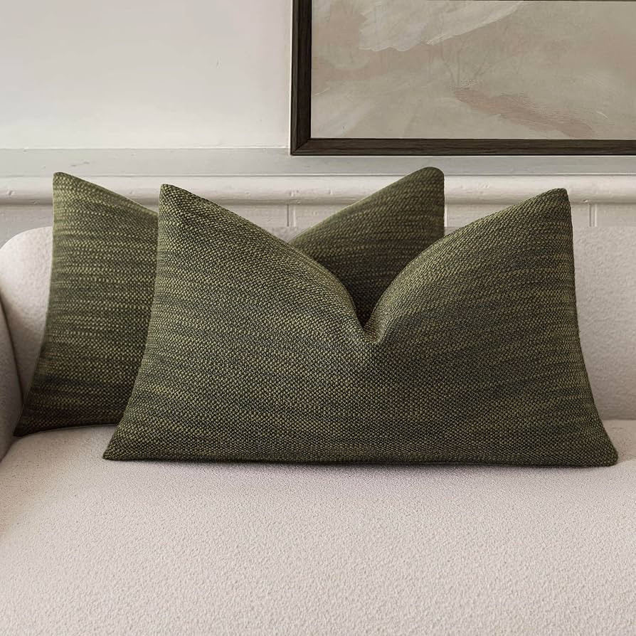 Foindtower Set of 2 Decorative Textured Burlap Linen Throw Pillow Covers Farmhouse Boho Lumbar Cu... | Amazon (US)