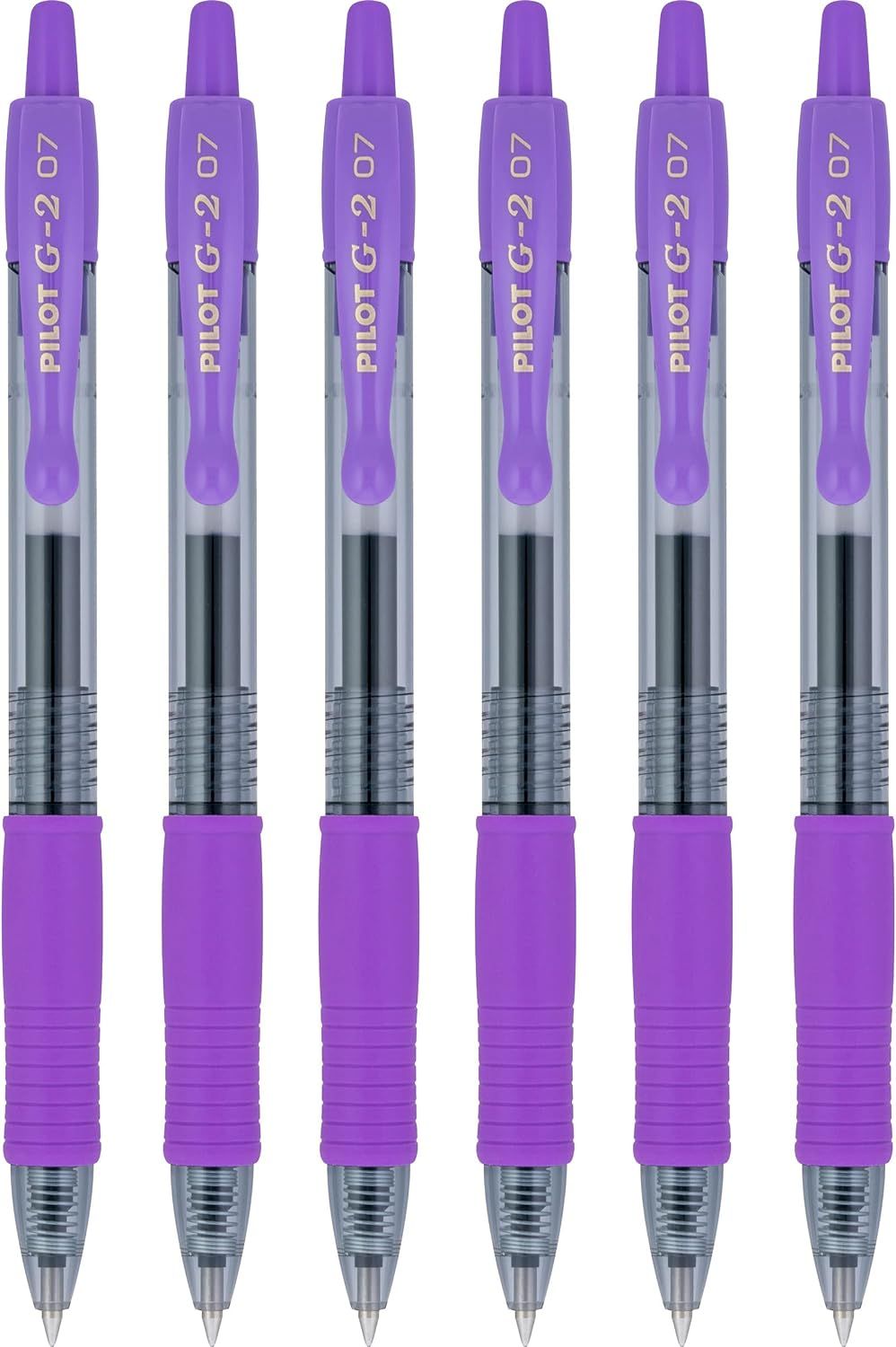 Pilot G2 Retractable Rollerball Gel Pens, Fine Point, 0.7mm, Purple Ink, 6 Count | Amazon (US)