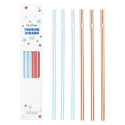 CharCharms 6pk 4th of July Striped Straws | Target