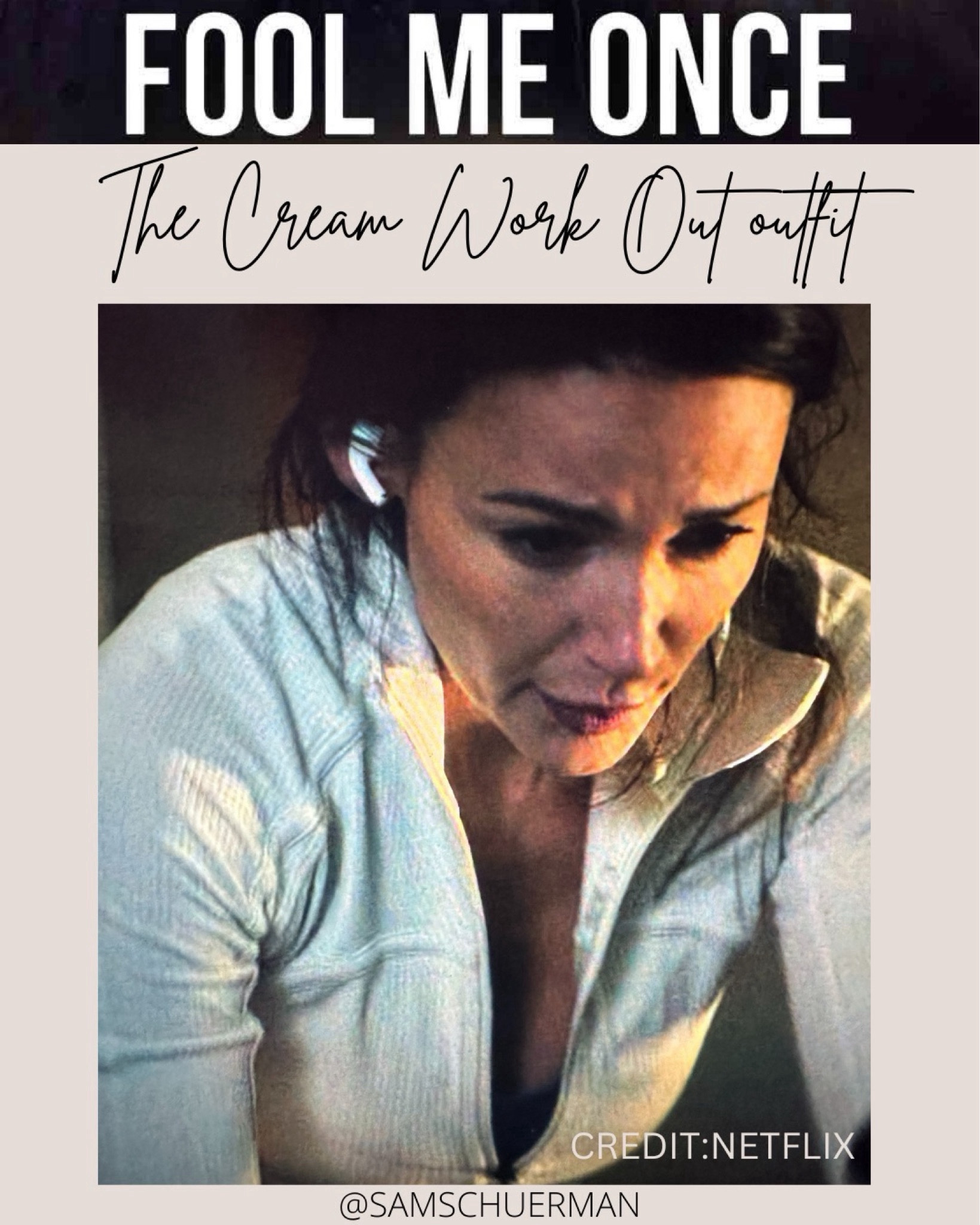 Netflix fool me once outfits: Cream top work out outfit 

#LTKshoecrush #LTKfitness #LTKstyletip