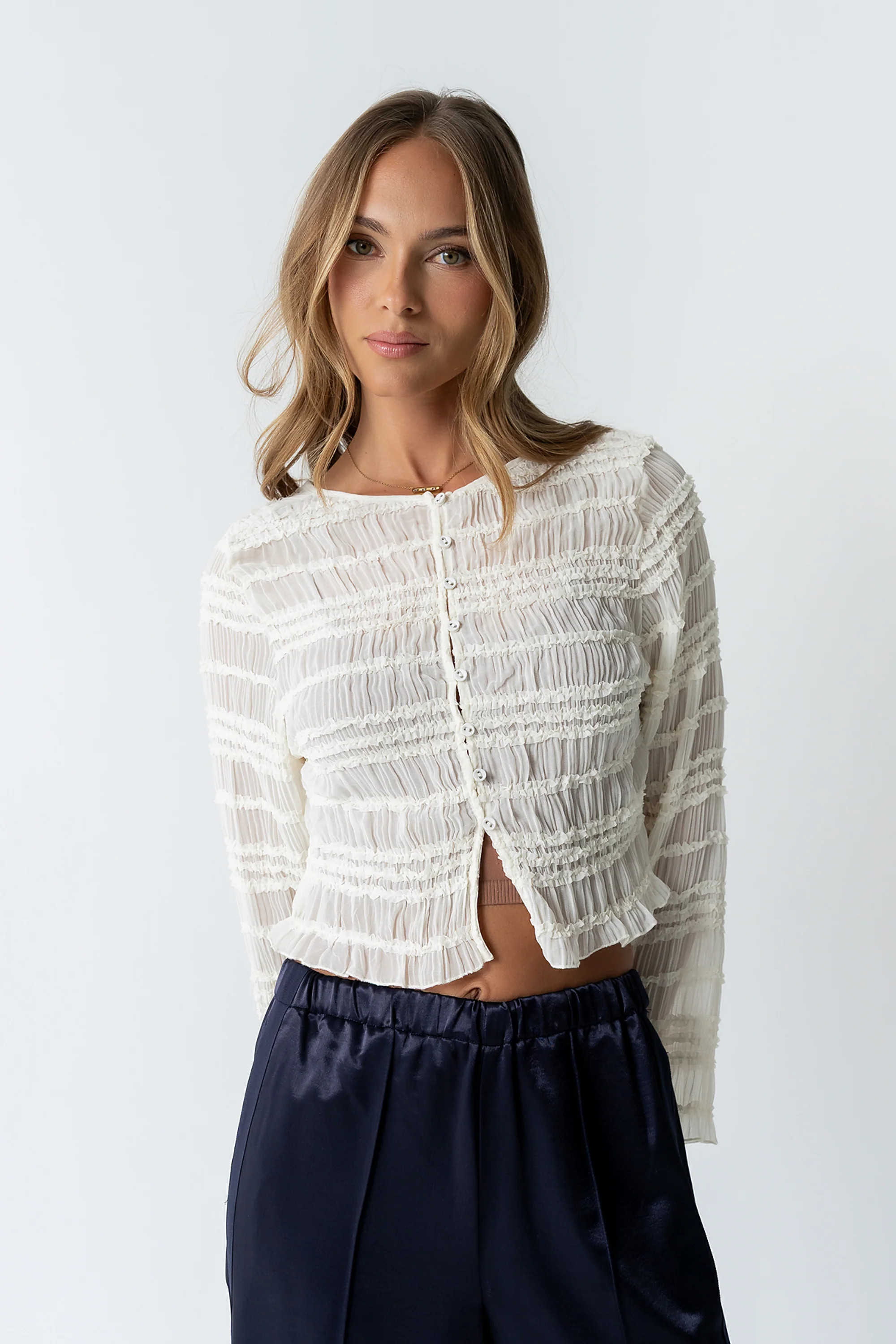 Marcus Chiffon Blouse in Cream | Böhme US