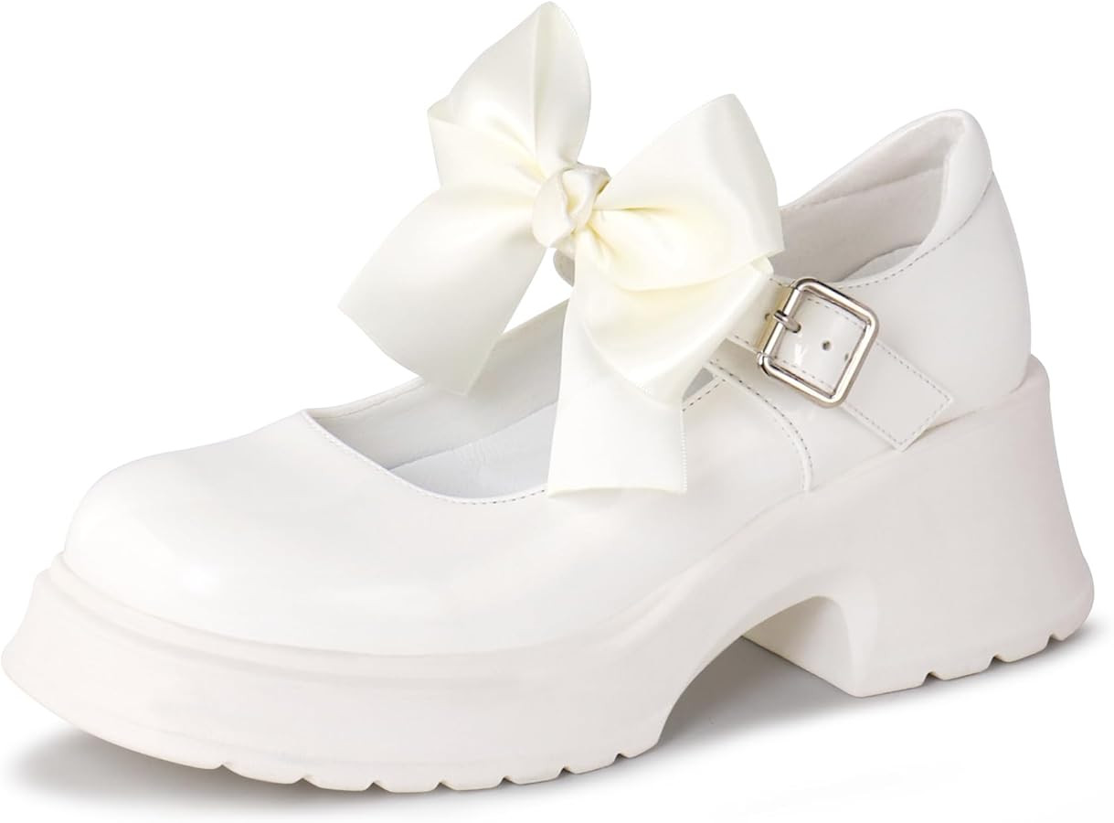 Women's Mary Janes Platform Chunky Block Heels Work Wedding Shoes Ankle Strap Gothic Lolita Oxfor... | Amazon (US)