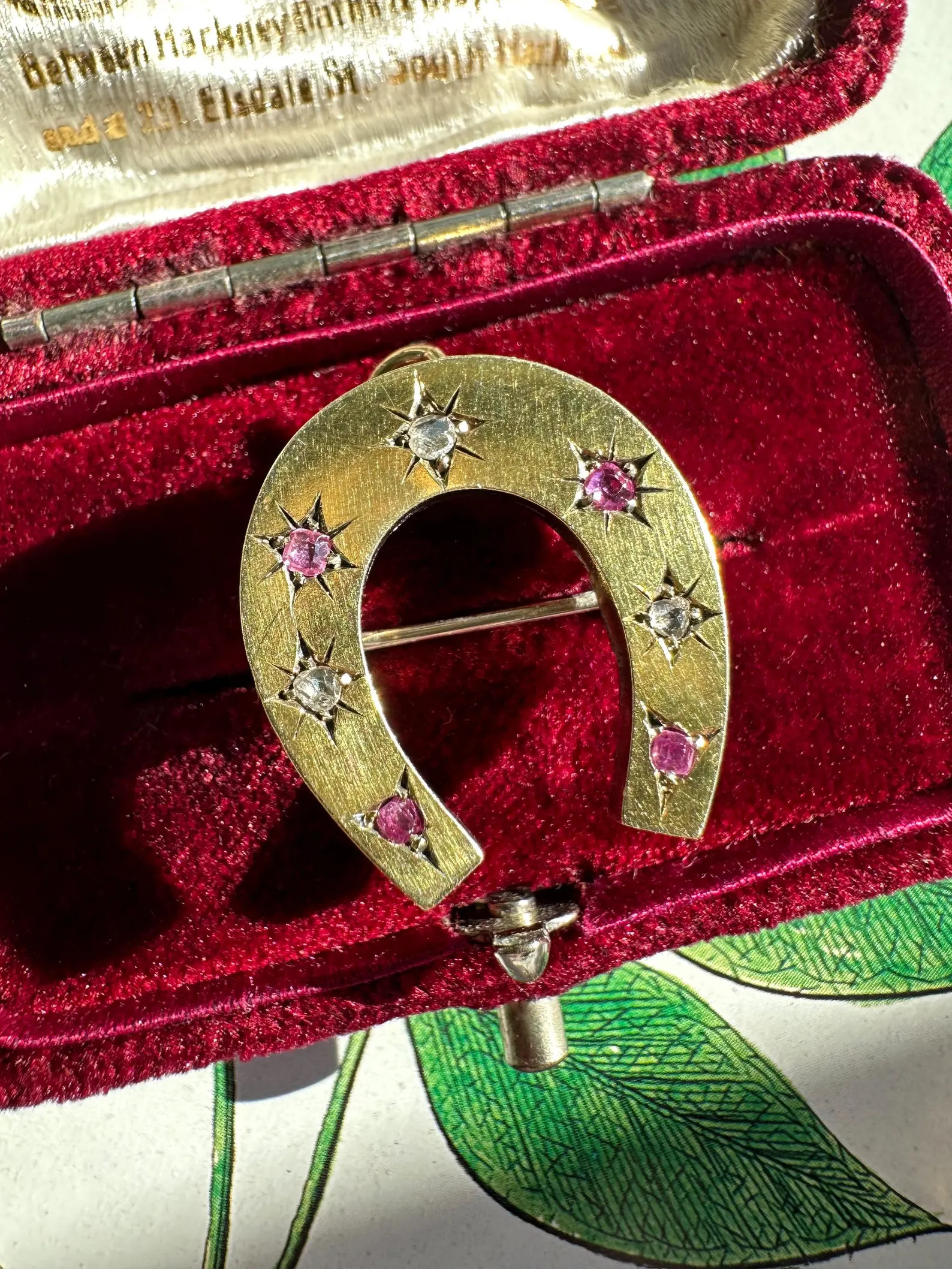 Antique 9k gold ruby & diamond horseshoe brooch convertible pendant | Etsy (US)