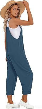 Muchpow Jumpsuits for Women Causal Summer Outfits Adjustable Strap Rompers V Neck Sleeveless Hare... | Amazon (US)