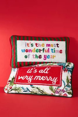 Furbish Studio Holiday Petite Needlepoint Pillow | Anthropologie (US)
