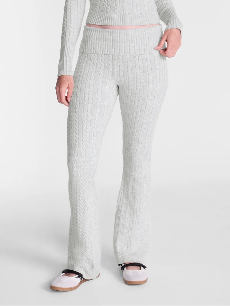 No Boundaries Cable Knit Sweater Pants, 33'' Inseam, Women's XXS-XXL | Walmart (US)