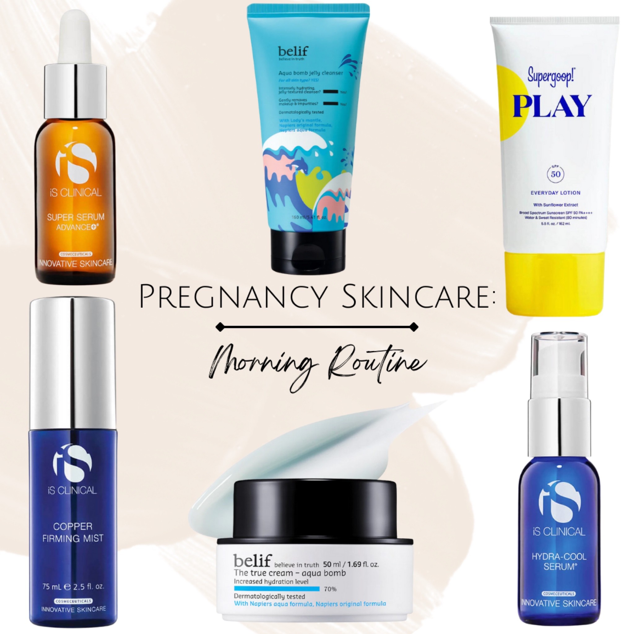 My fave pregnancy safe skincare products for my morning routine. After cleansing my face with the Belif jelly cleanser, I spray my face with the copper firming mist by Is Clinical. After that, I apply super serum by Is Clinical which is the best vitamin c serum! I have been using it for years. After waiting at least a minute, apply hydracool serum by Is Clinical. It is a hyaluronic acid. This next step is optional. If you have dry skin like me or get dry during the colder months, apply the Belif aqua bomb moisturizer and follow with Suppergoop sunscreen afterwards. Hydrated skin makes the best base for flawless makeup application! #morningroutine #grwm #skincare #beautyroutine #pregnancyskincare

#LTKunder50 #LTKbeauty #LTKsalealert