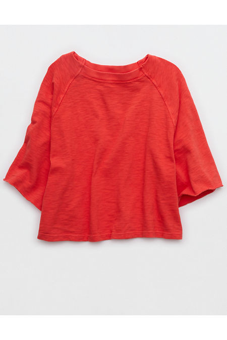 Aerie It's Casual Knit Slub T-Shirt Women's Orange Flare S | American Eagle Outfitters (US & CA)