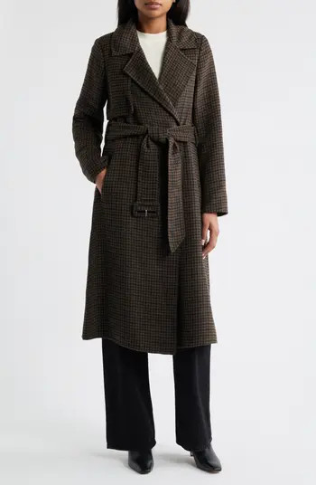 BCBGMAXAZRIA Houndstooth Double Face Belted Coat | Nordstrom | Nordstrom