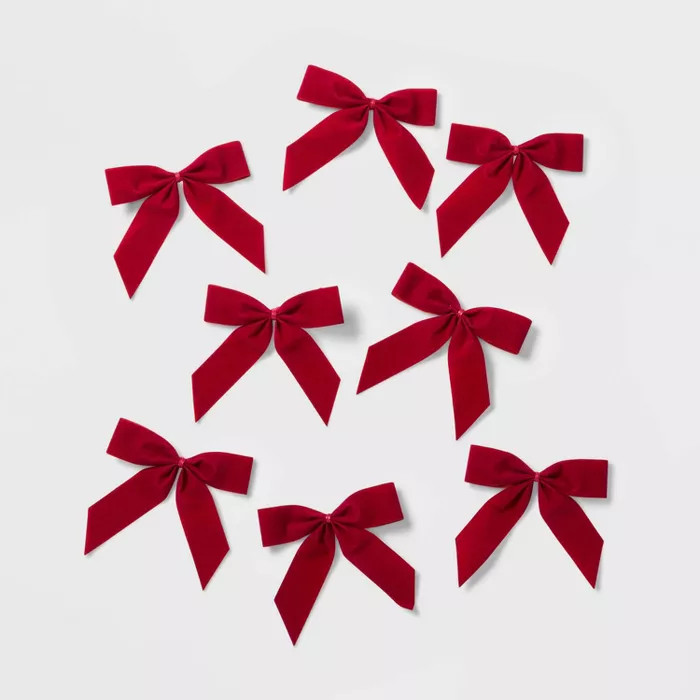 8ct 4.5in Velvet Bow Red - Wondershop™ | Target