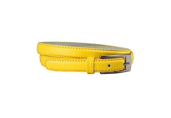 Women's Yellow Leather Belt Silver Buckle  3/4'' | Etsy | Etsy (US)