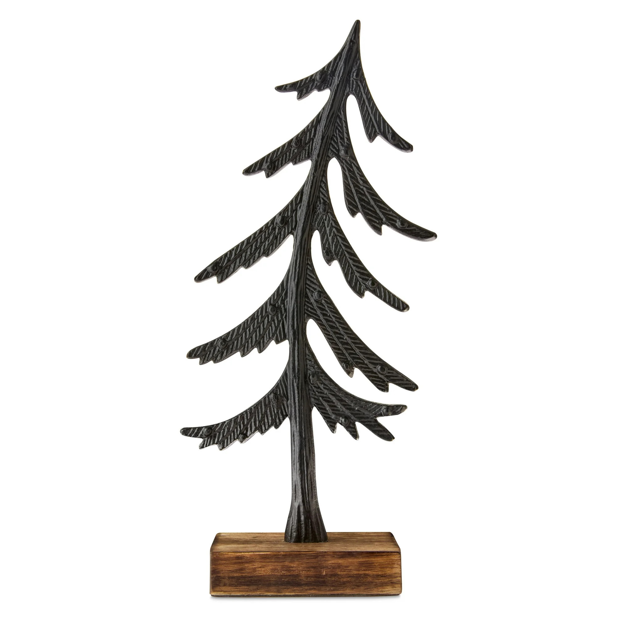 Large Metal and Wood Tilting Tree Christmas Tabletop Decoration, Black and Brown, 12.48", by Holi... | Walmart (US)