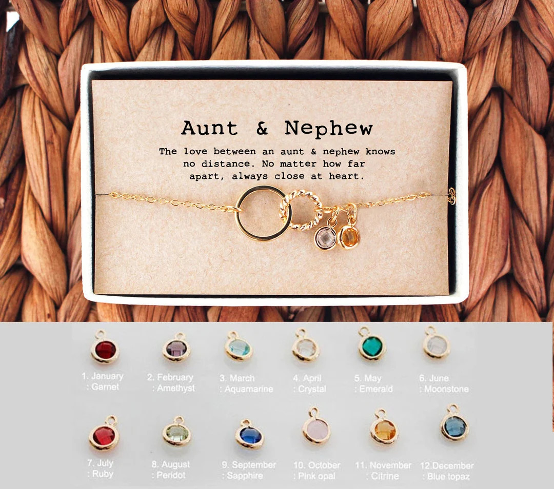 Aunt and Nephew Bracelet, Aunt Nephew Gift, Aunt Nephew Jewelry, Birthstone Bracelet for Aunt, Ti... | Etsy (US)