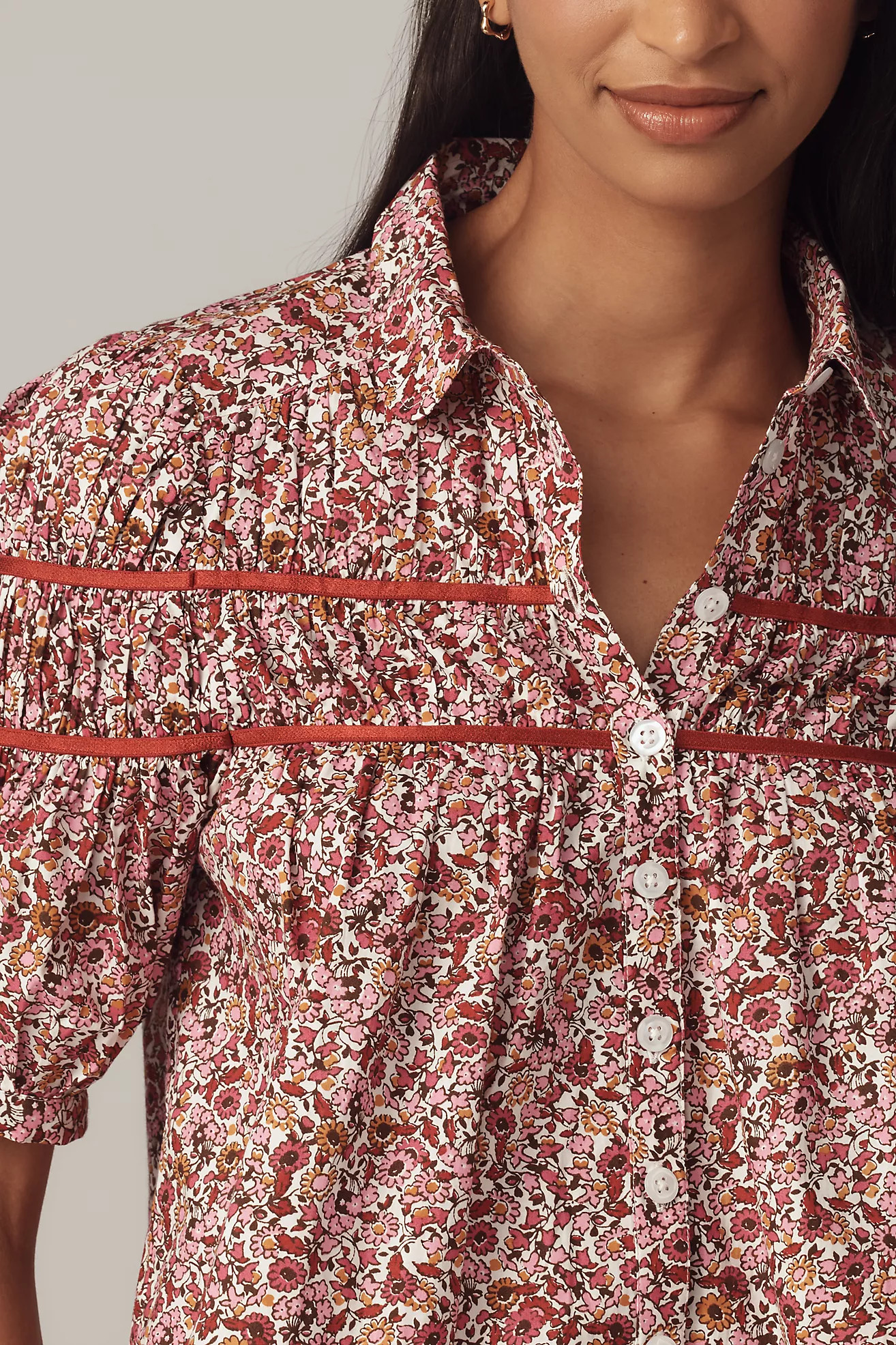 The Leandra Shirred Yoke Blouse by Maeve | Anthropologie (US)